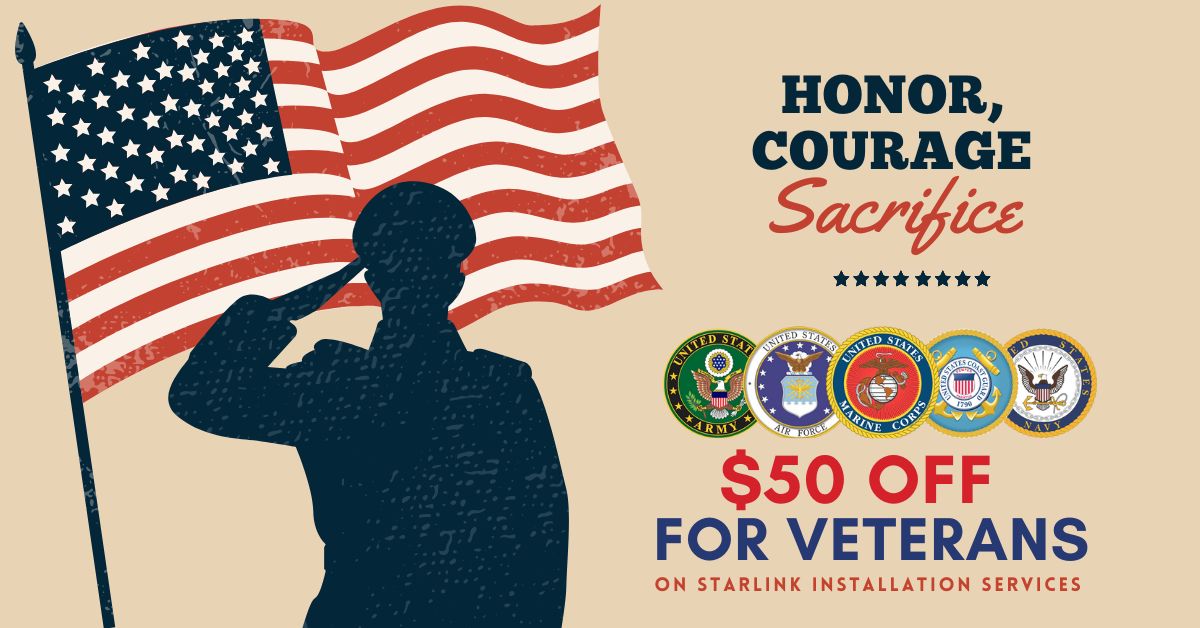Starlink Military Veterans Discount $50 Off Installation Services