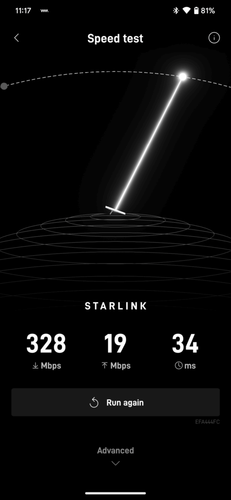 Starlink speed test Sierra Vista AZ