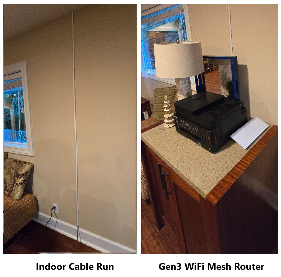 Starlink cable routing to Gen3 WiFi mesh router 